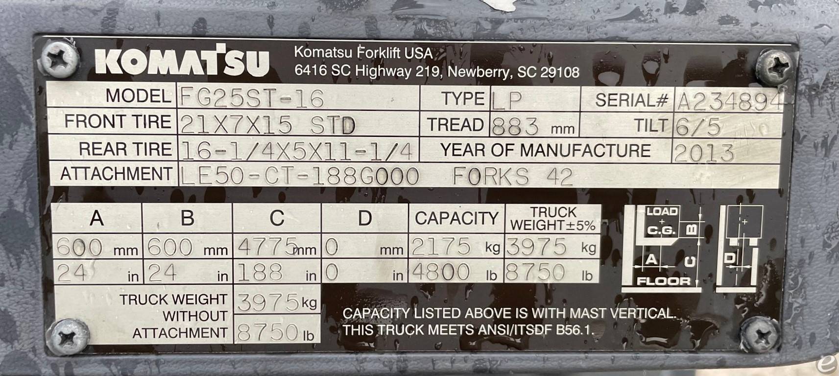 2013 Komatsu FG25ST-16