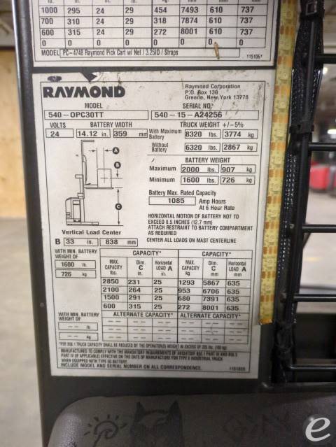 2015 Raymond 540-OPC30TT