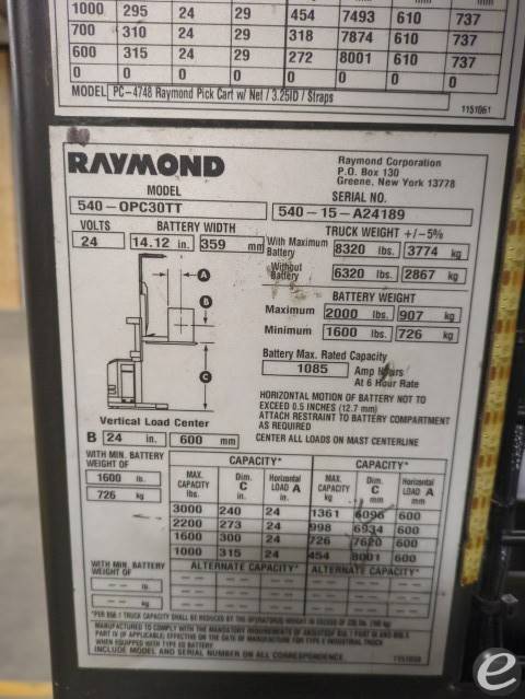 2015 Raymond 540-OPC30TT