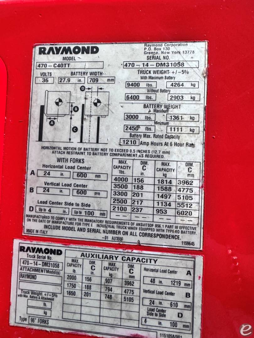 2014 Raymond 470-C40TT