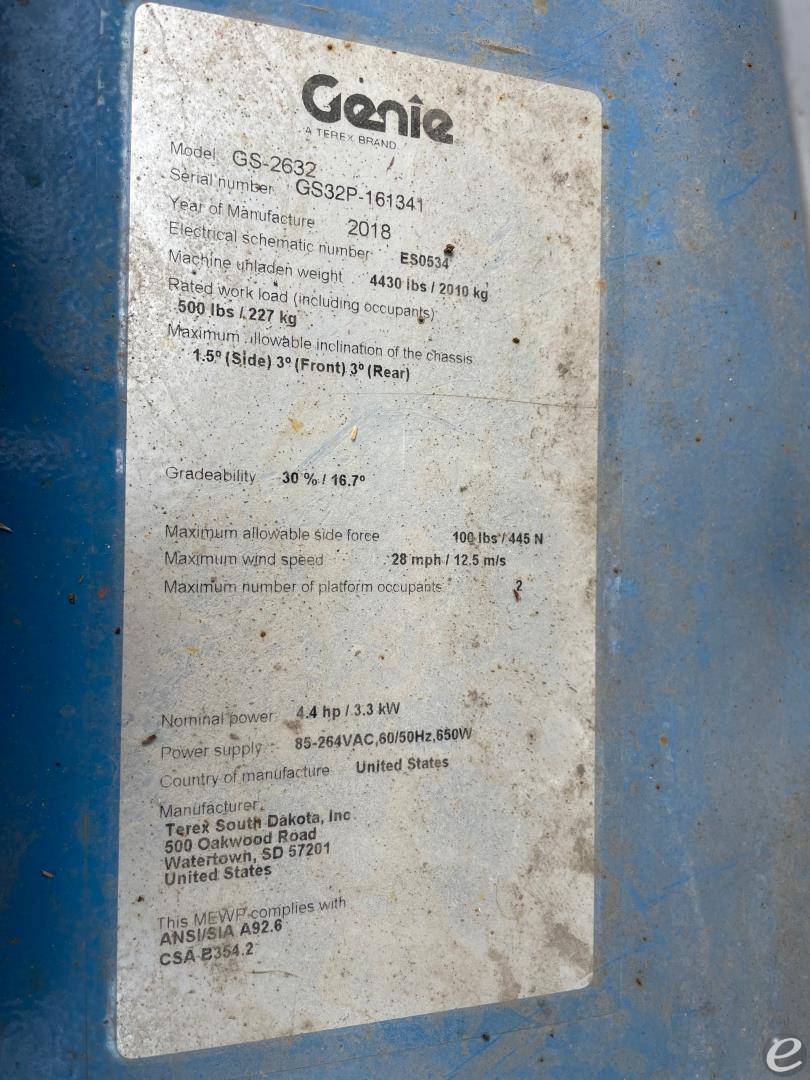 2018 Genie GS2632