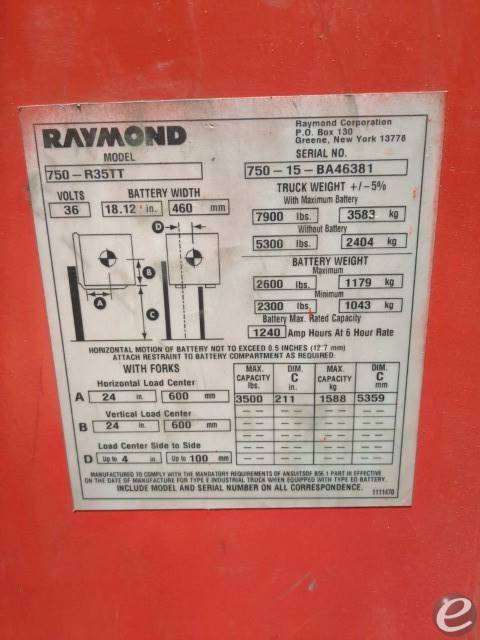 2015 Raymond 750-R35TT