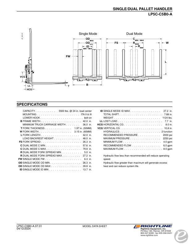 2014 Rightline LP5C-C5BO-A