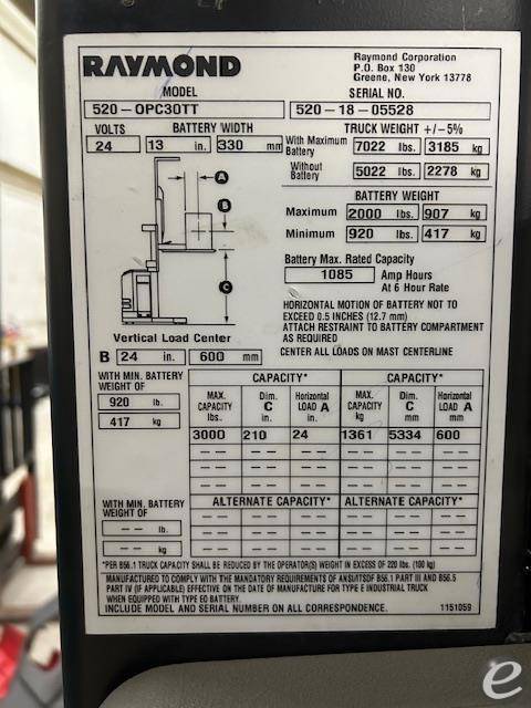 2018 Raymond 520OPC30TT