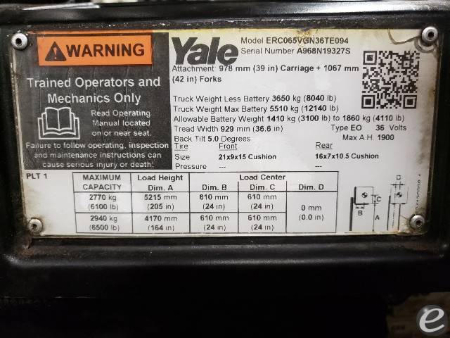 2018 Yale ERC065VGN36TE094