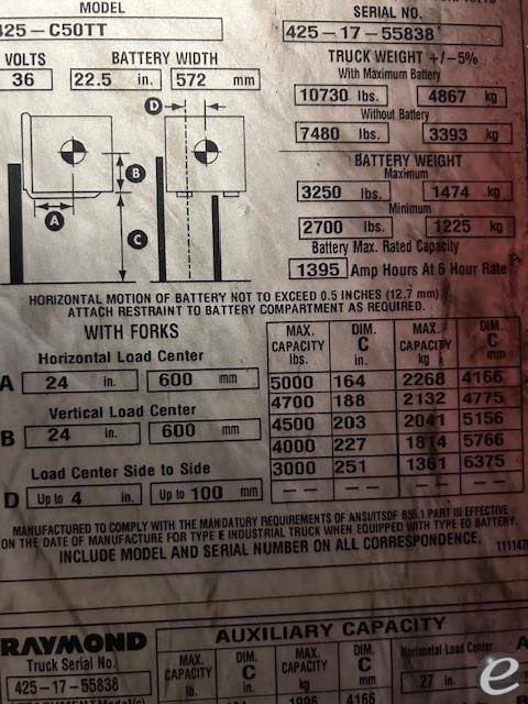 2017 Raymond 425C50TT