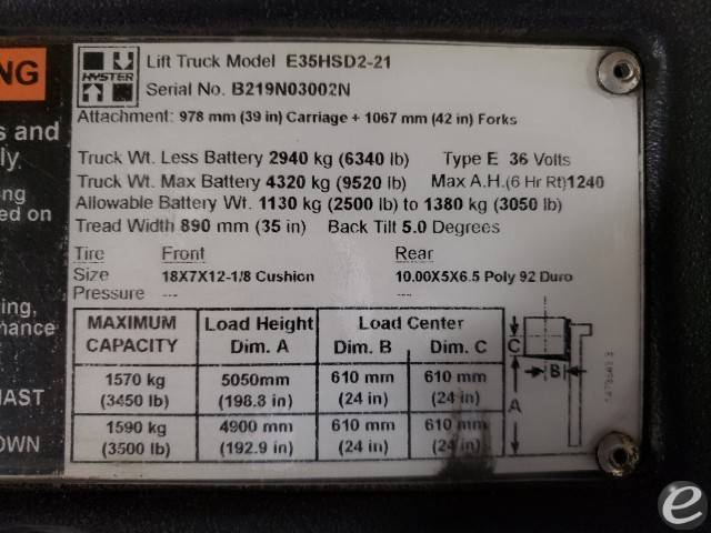 2015 Hyster E35HSD2-21