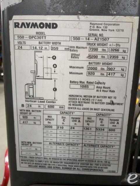 2014 Raymond 550-OPC30TT