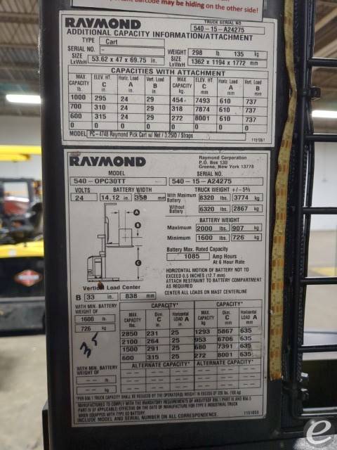 2015 Raymond 540-OPC30TT