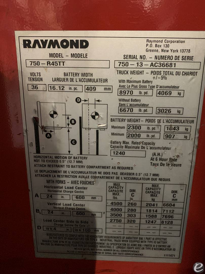 2013 Raymond 750-R45TT