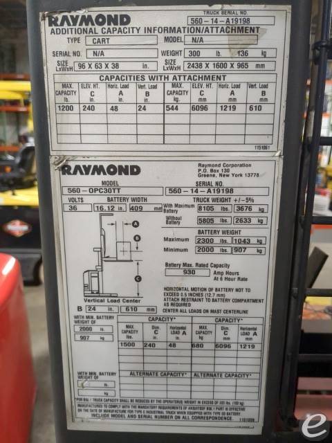 2014 Raymond 560-OPC30TT