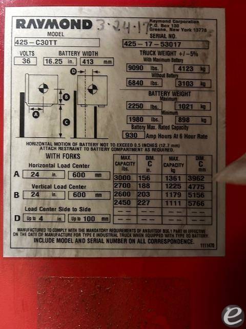 2017 Raymond 425C30TT