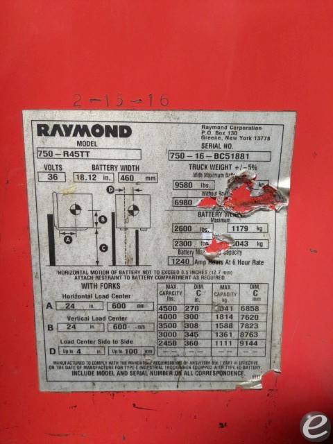 2016 Raymond 750-R45TT