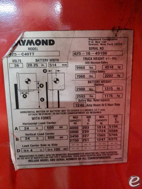 2016 Raymond 425-C40TT