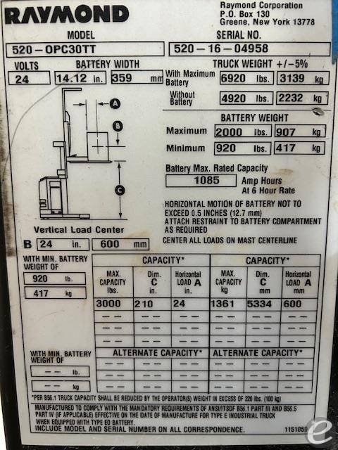 2016 Raymond 520OPC30TT