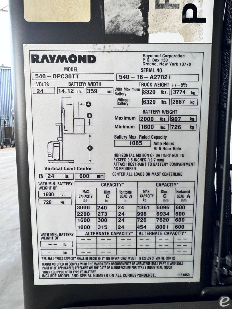 2016 Raymond 540-OPC30TT