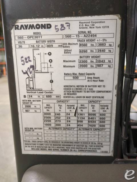 2015 Raymond 560-OPC30TT