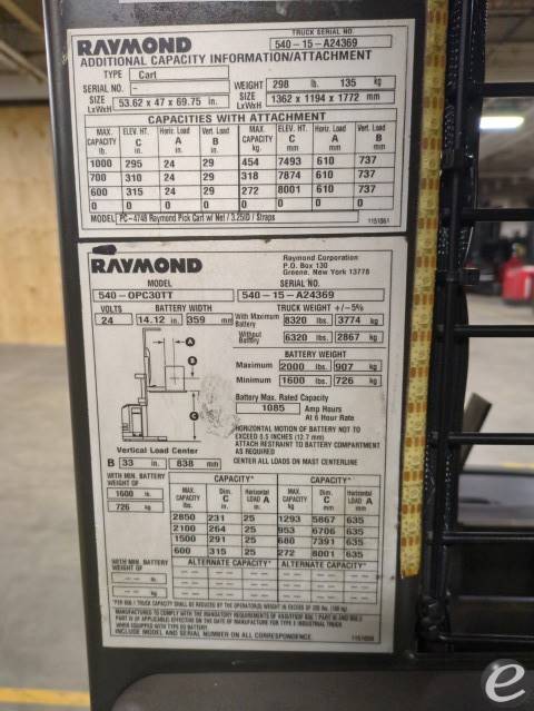 2015 Raymond 540-OPC30TT