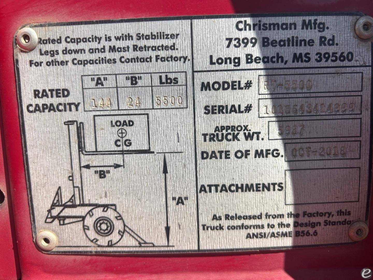 2018 Chrisman RT5500