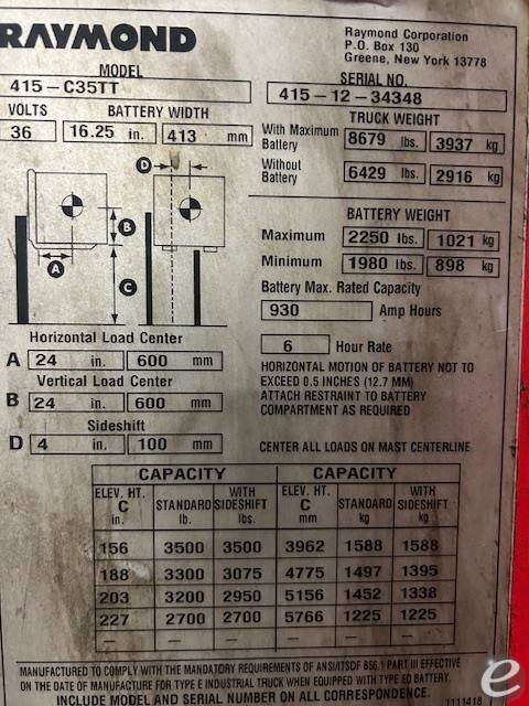 2012 Raymond 415C35TT