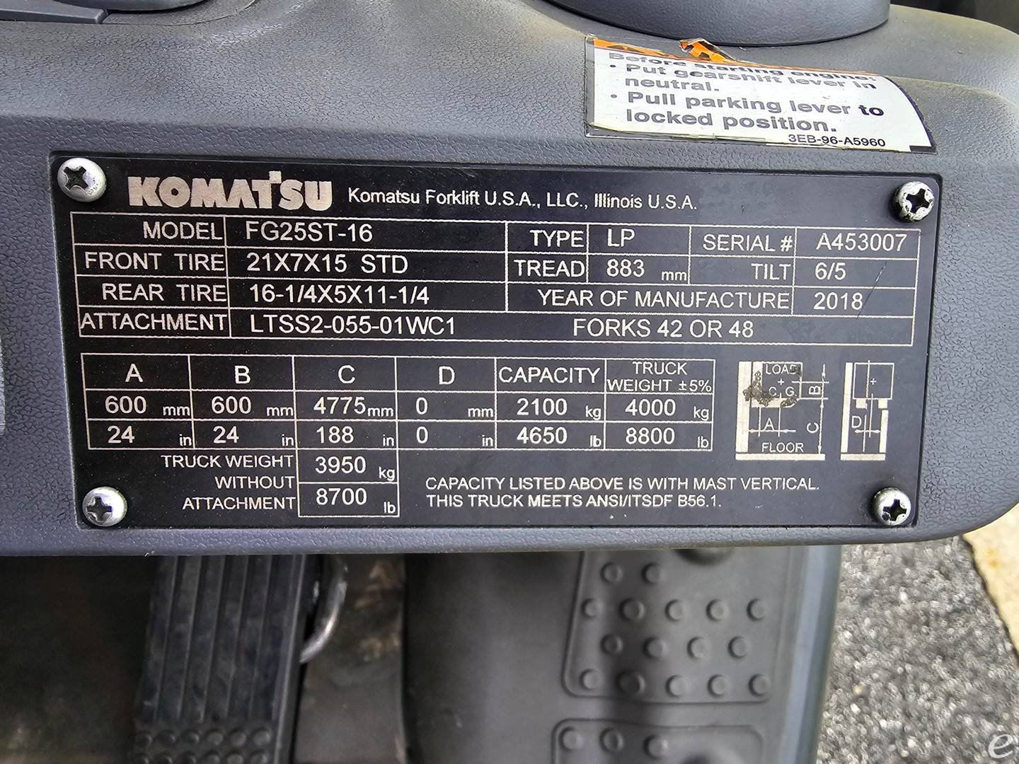 2018 Komatsu FG25ST-16