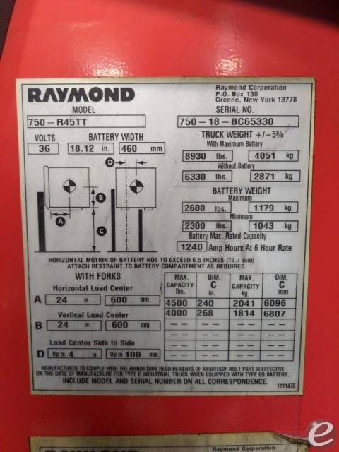 2018 Raymond 750-R45TT