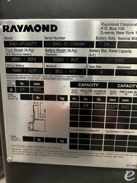 2012 Raymond 540OPC30TT