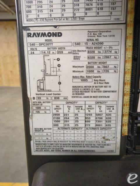 2015 Raymond 540-OPC30TT