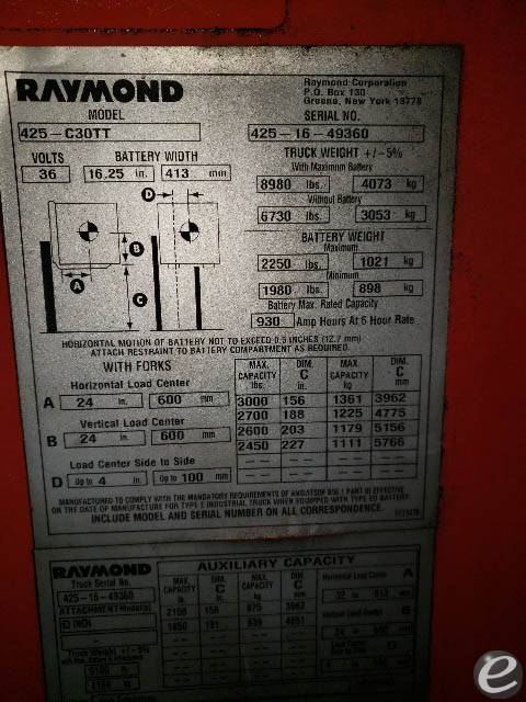 2016 Raymond 425-C30TT