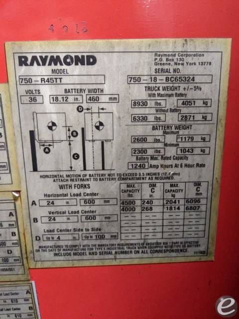 2018 Raymond 750-R45TT