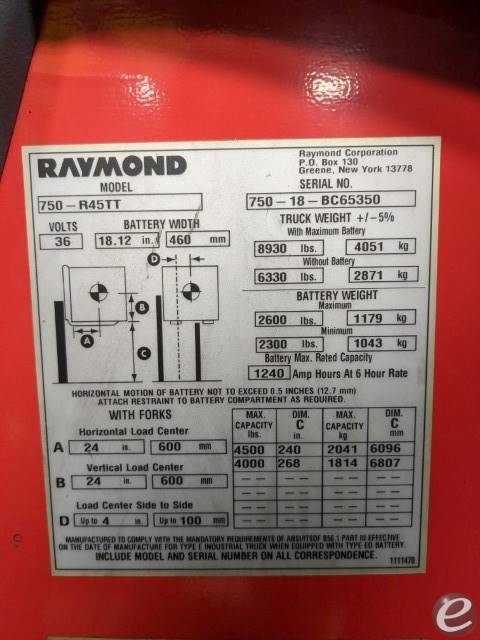 2018 Raymond 750-R45TT